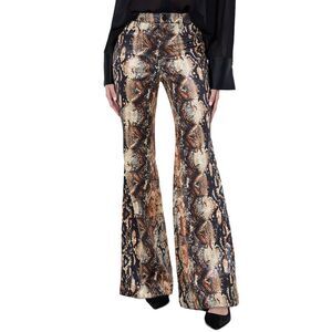 Alice + Olivia Womens Cristena Snake Mr. Flare Jean, Beige